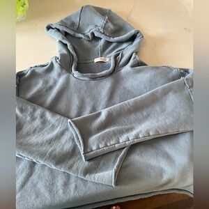 Natural Life crop  blue sweatshirt hoodie L XL
